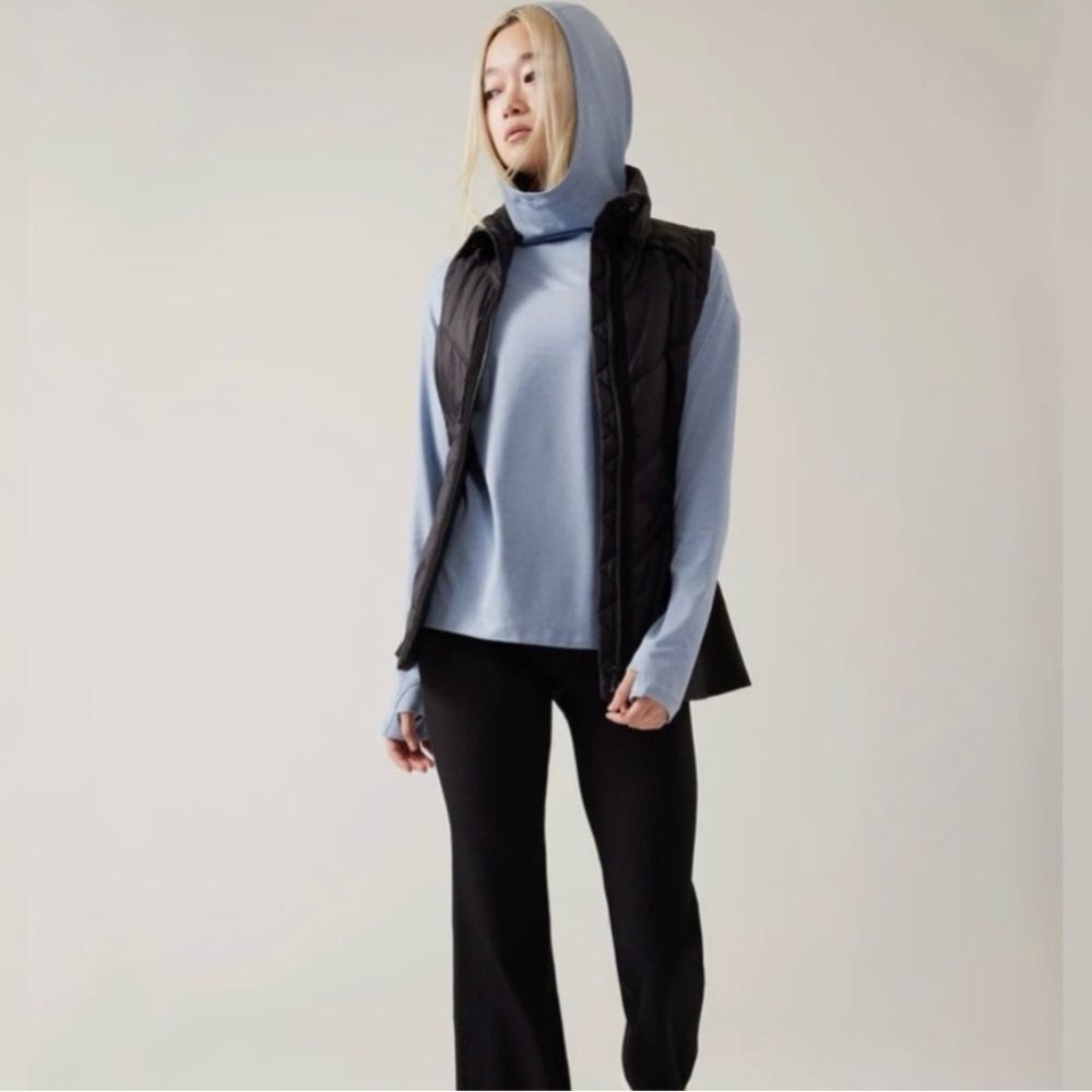Athleta Elevate Uptempo Heathered Hoodie Sweatshirt Blue Size Small
